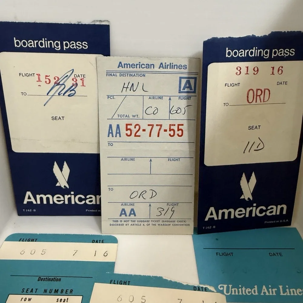 Vintage Airline Boarding Pass Lot American Continental United Golden Fanjet